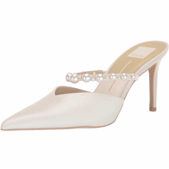 Dolce Vita Cream Kanika Pearl Kitten Heel Mule Pump size 7 - Picture 2 of 12